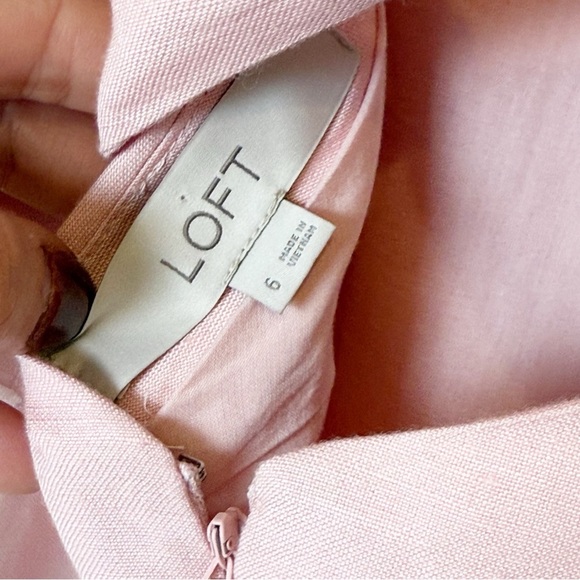 LOFT linen pink dress tie back size 6 - Picture 7 of 9